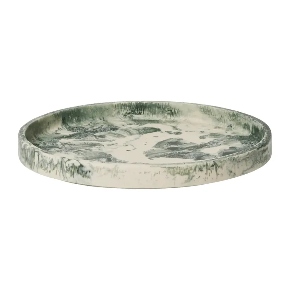 Mist dekorationsbricka Ø30 cm, Emerald-off-white