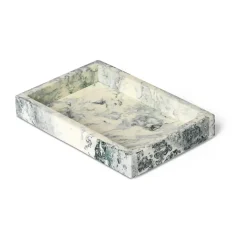Mist dekorationsbricka 10x15 cm, Emerald-off white