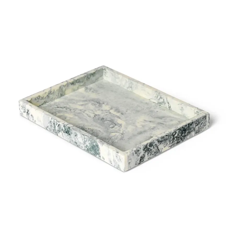 Mist dekorationsbricka 15x20 cm, Emerald-off white