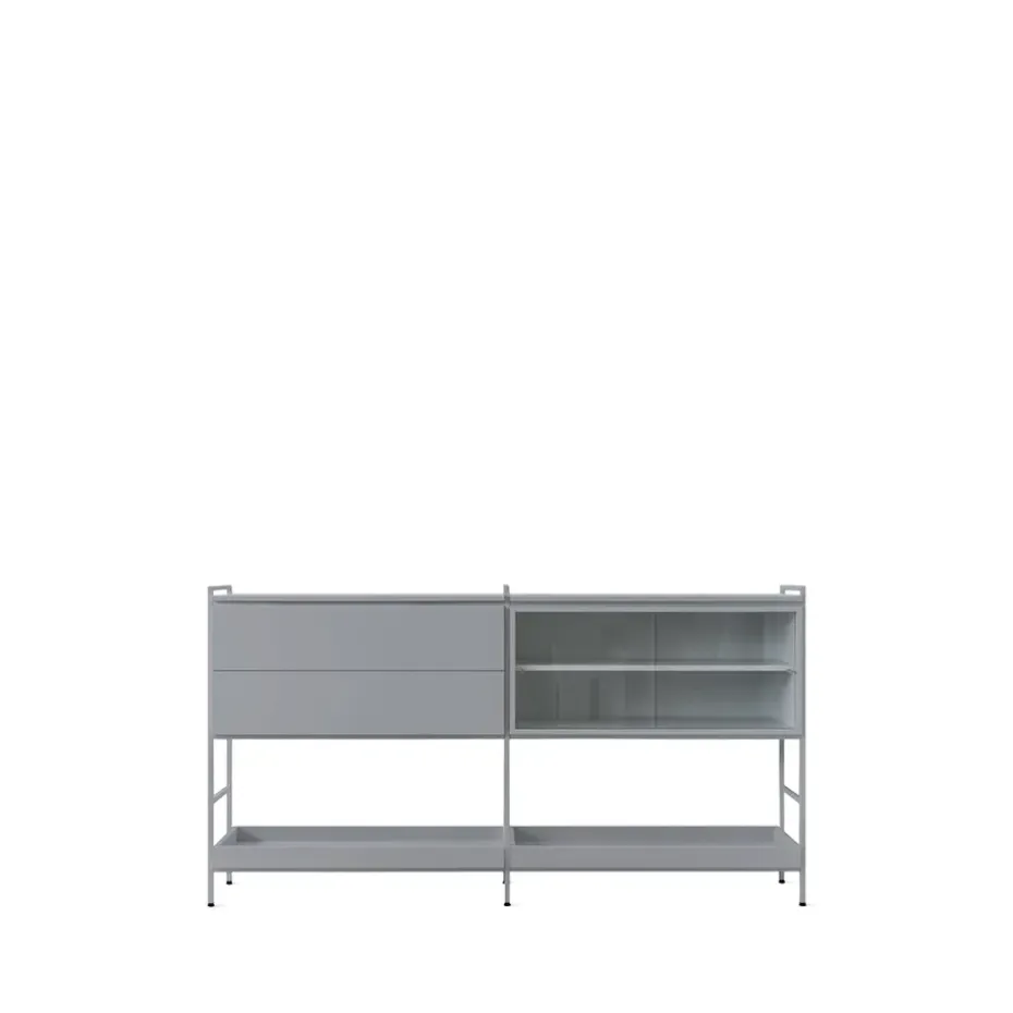 Molto Medium sideboard, grå, 2 sektioner med vitrin