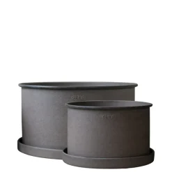 Plant kruka med Fat 2-pack, Brun