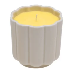Play ljus i keramikform rund, Beige-gul
