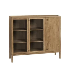 Prio skänk hög, ek naturell olja, glasdörr