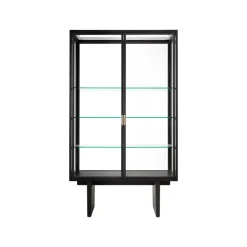 Private vitrinskåp, glas, brun-svartbetsad ek