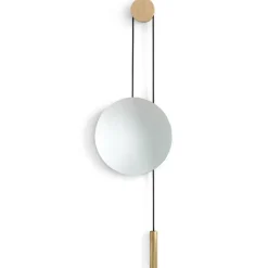 Rise and Shine spegel, Natural oak-brass weight