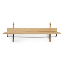 Sector hylla med stång 37x87 cm, Oak-black brass