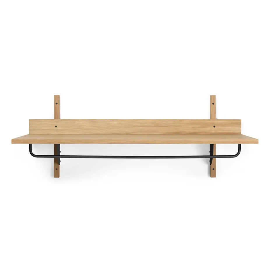 Sector hylla med stång 37x87 cm, Oak-black brass