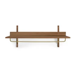 Sector hylla med stång 37x87 cm, Smoked Oak, brass