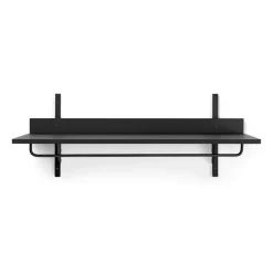 Sector hylla med stång 37x87 cm, Black ash-black brass