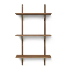 Sector hylla triple narrow, Smoked Oak, brass