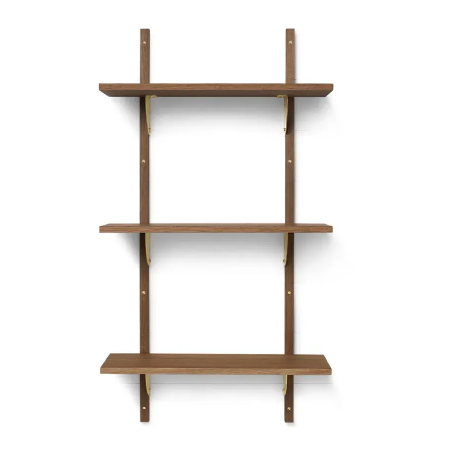 Sector hylla triple narrow, Smoked Oak, brass