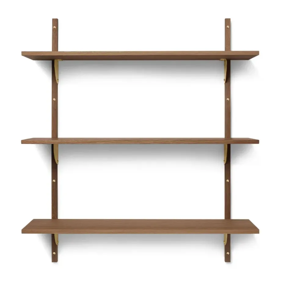 Sector hylla triple wide, Smoked Oak, brass