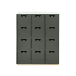 Snö B byrå, green khaki, björksockel