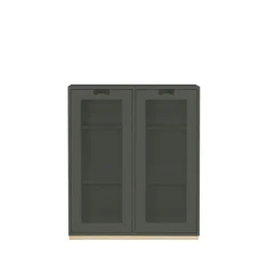 Snö E vitrinskåp, green khaki, björksockel, dj.42 cm