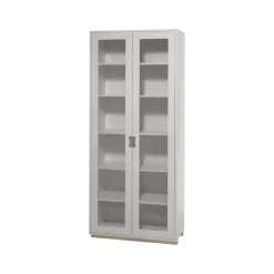 Snö F högskåp vitrin, light grey, björksockel, dj.42 cm
