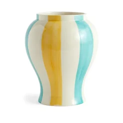 Sobremesa stripe vas L 25 cm, Green-yellow