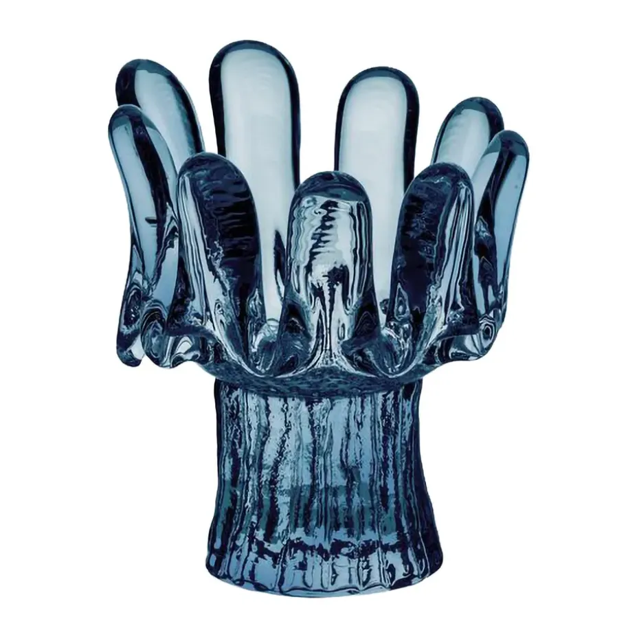 Solros ljuslykta cirkulärt glas 11,5 cm, Blå