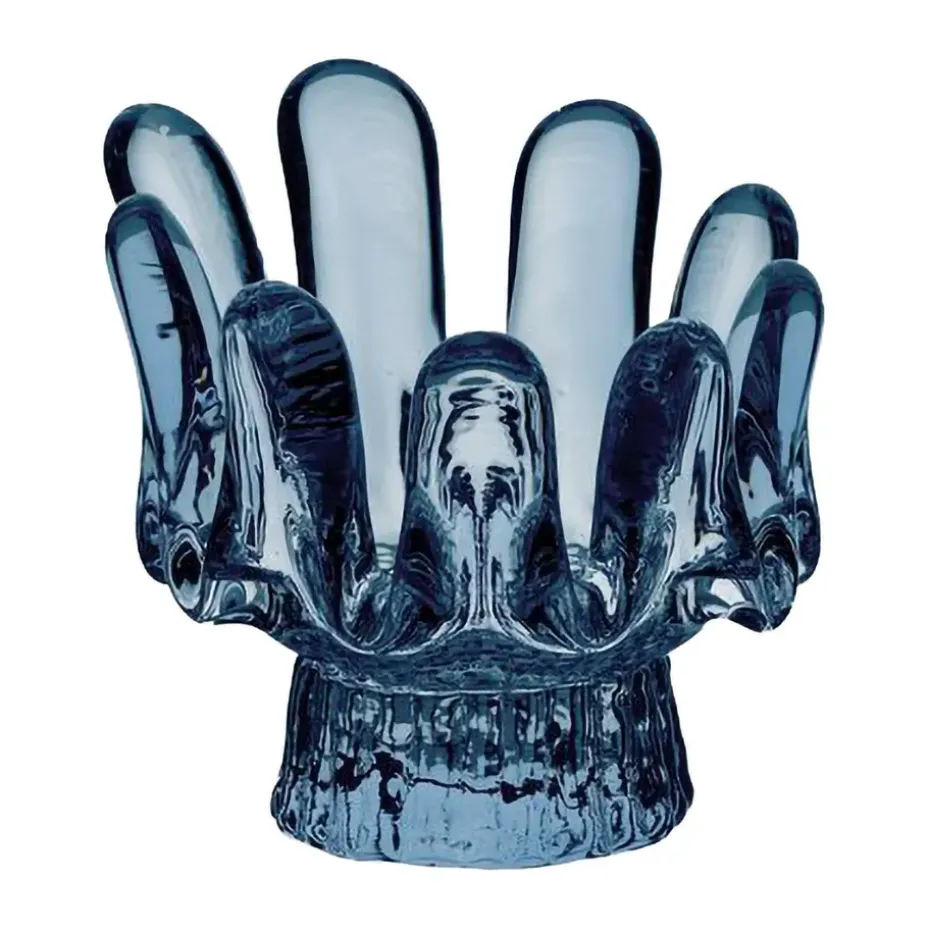 Solros ljuslykta cirkulärt glas 9,2 cm, Blå