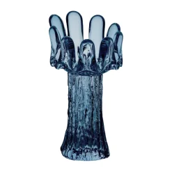 Solros ljuslykta cirkulärt glas 18 cm, Blå