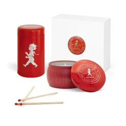Solstickan presentbox doftljus + tändsticksrör, Röd-doftljus kanel & apelsin