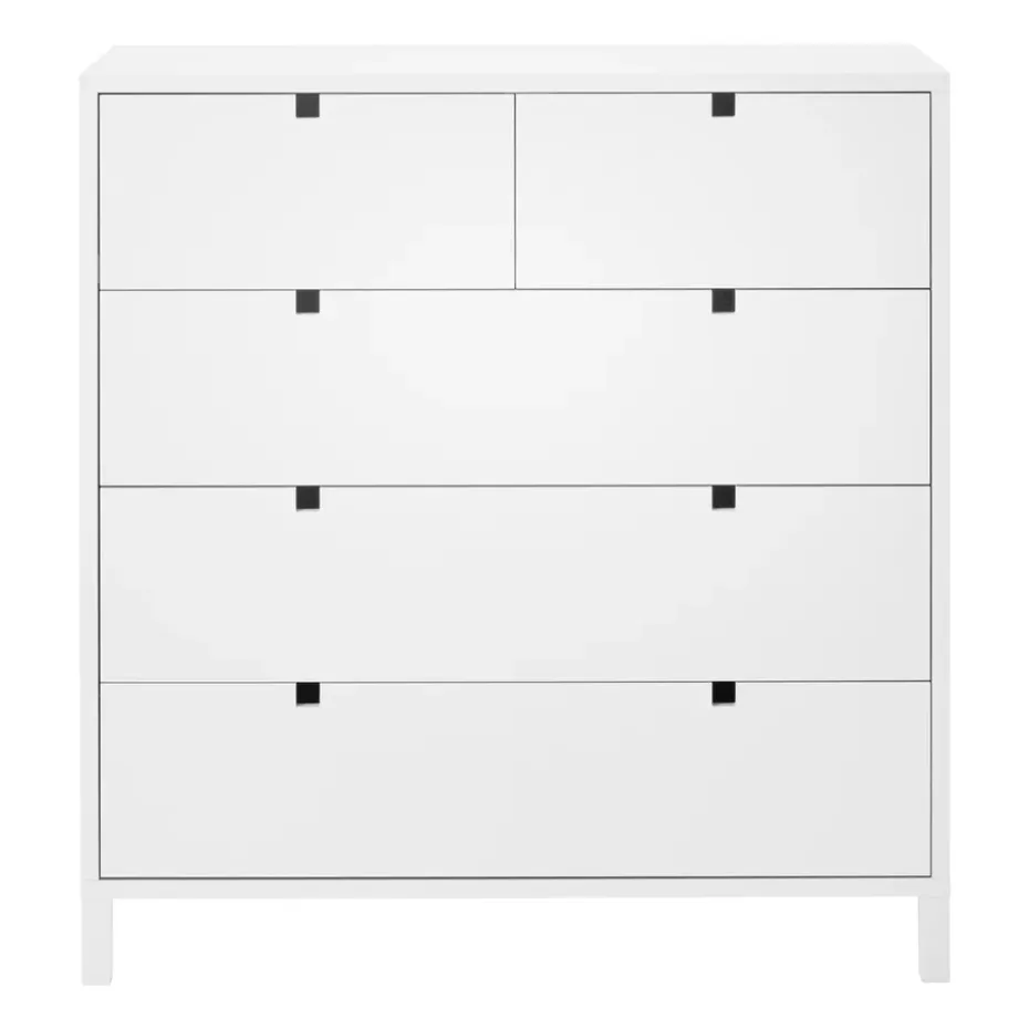 Square byrå 2+3 lådor, Vit