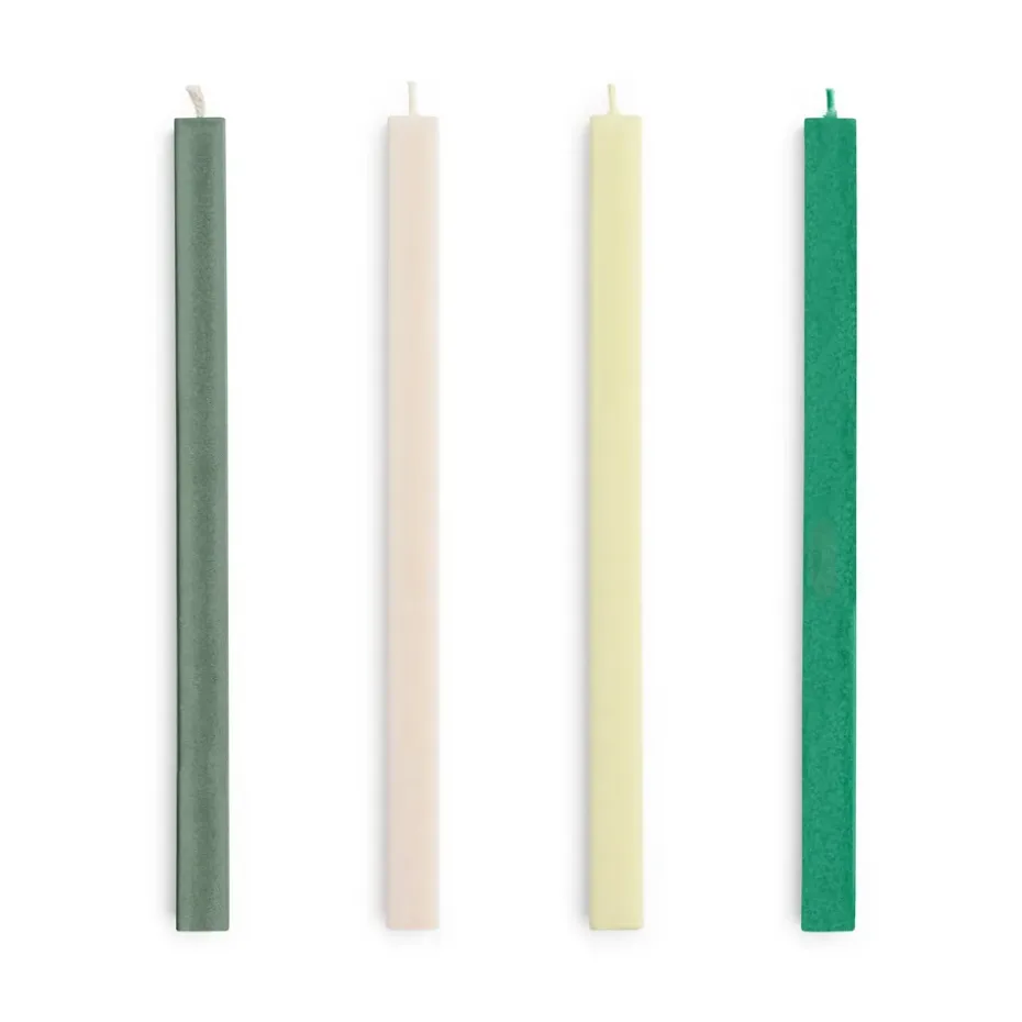 Square Candle ljus mix 4-pack, Greens-whites