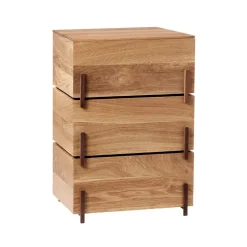 Stack förvaringsbox, Oak, 3 delar, mörkt oljade valnötsben