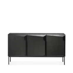 Stairs sideboard 3 dörrar, Svartbetsad ek 150x80x46 cm