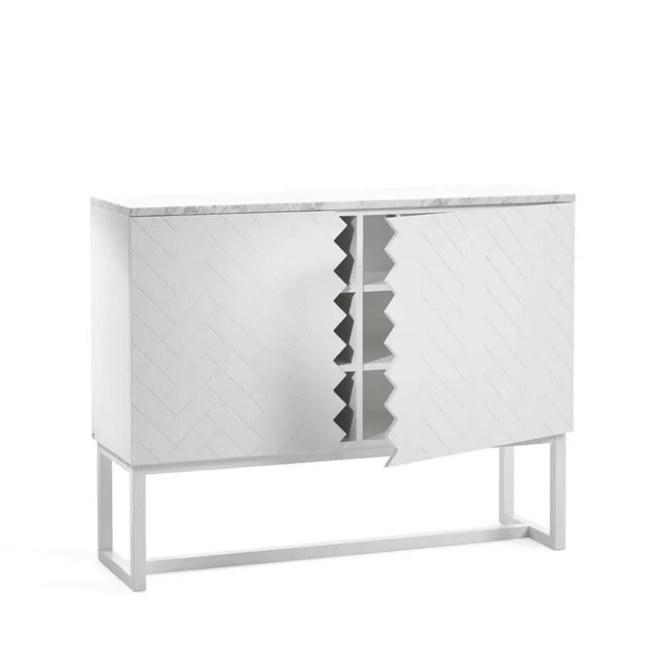 Story sideboard, vit, vit marmortopp, vitt stativ