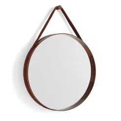 Strap Mirror spegel Ø50 cm, Dark brown