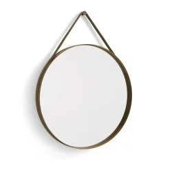Strap Mirror spegel Ø70 cm, Light brown