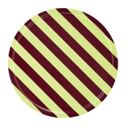 Stripe bricka Large Ø65 cm, Butter-burgundy