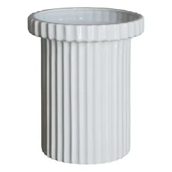 Stripe kruka liten h18 cm Ø12 cm, Shiny white