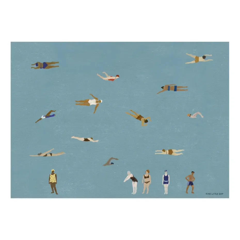 Swimmers poster, Blue, 50x70 cm