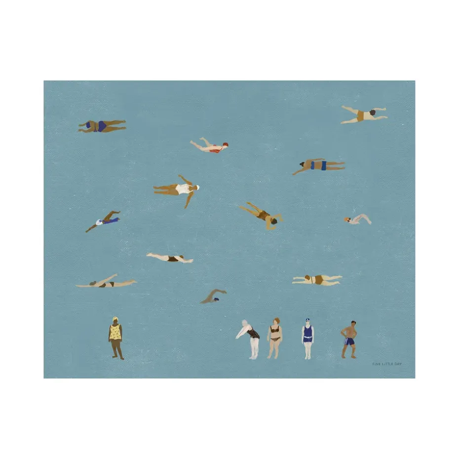 Swimmers poster, Blue, 40x50 cm