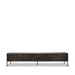 Tabwa mediabänk, Svart teak 51x240 cm
