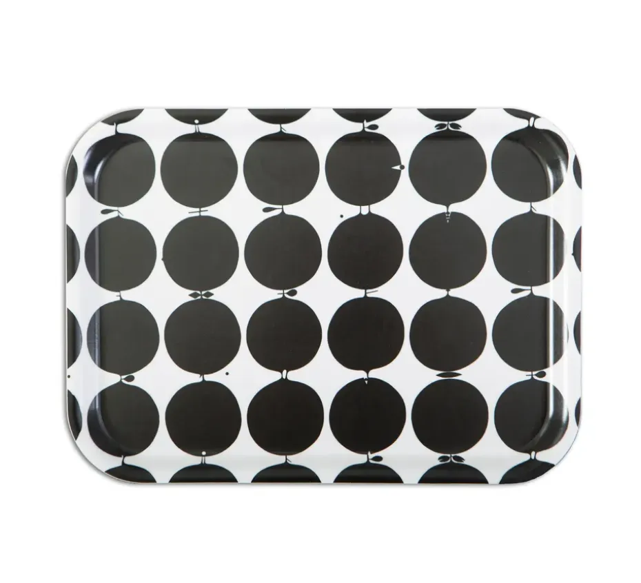 Tallyho bricka 36x28 cm, Svart-vit