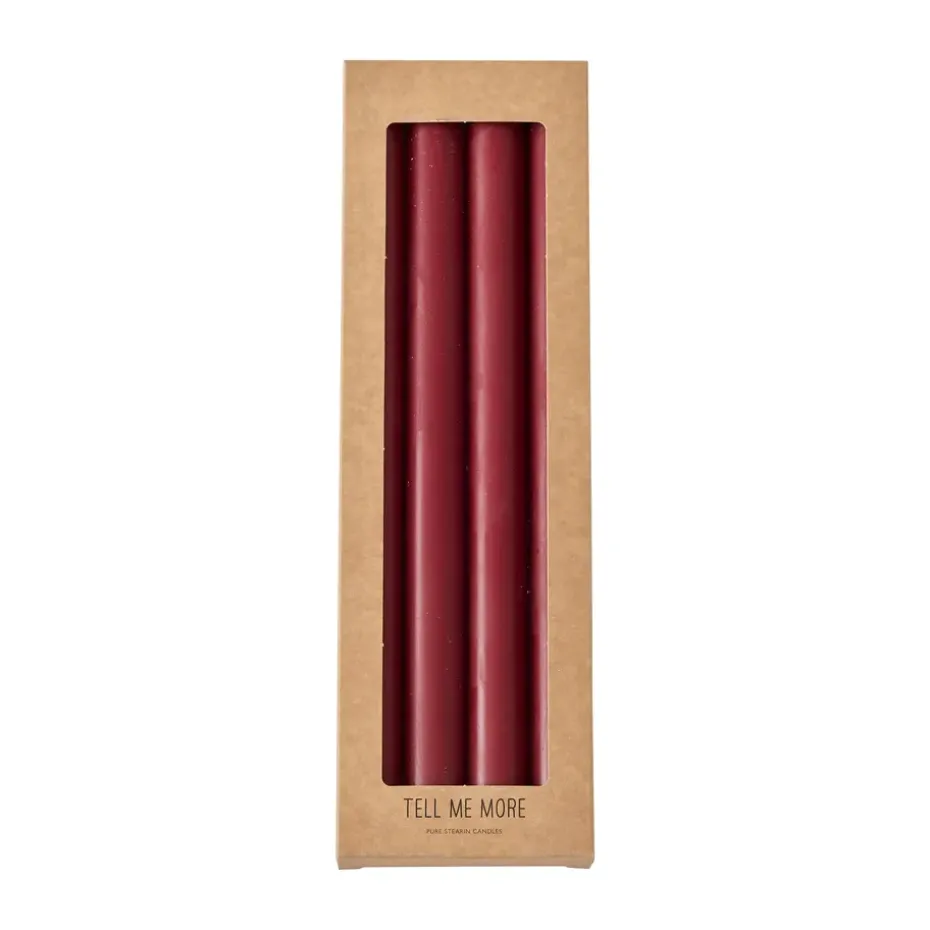 Tell Me More dinner stearinljus 28 cm 4-pack, Mörkröd