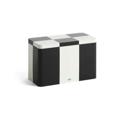 Tin Container förvaringsburk medium, Black-off white