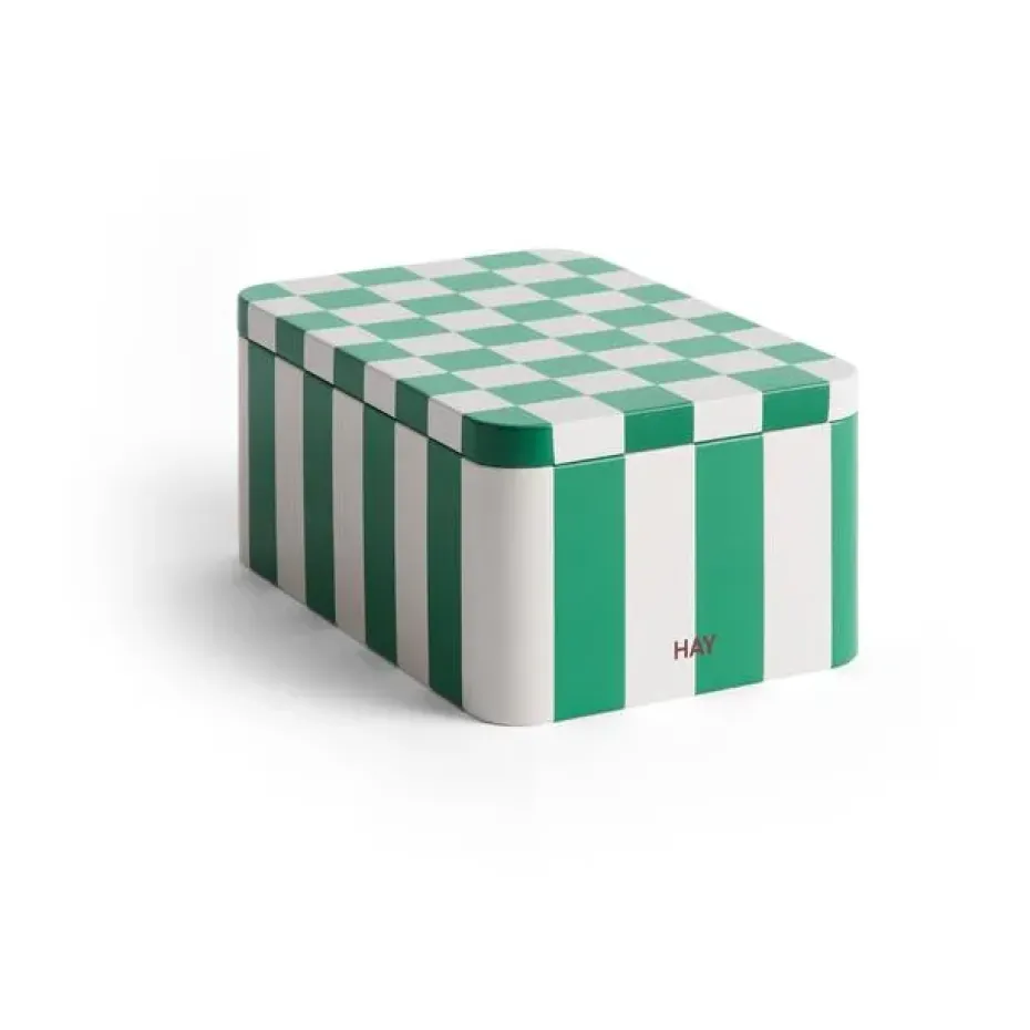 Tin Container förvaringsburk small, Green-off white