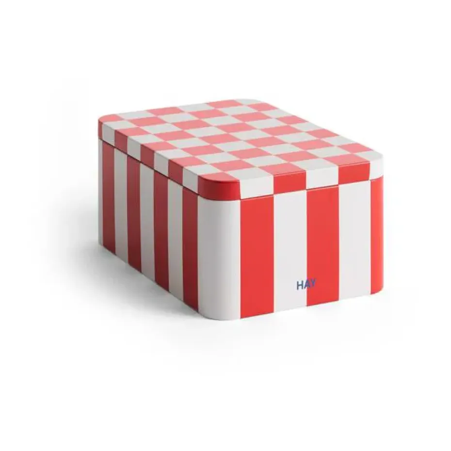 Tin Container förvaringsburk small, Red-off white