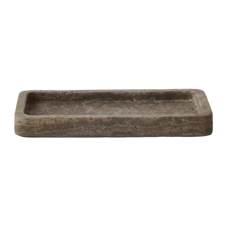 Travertine dekorationsbricka 13x25 cm, Brun