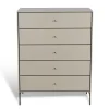Volt byrå 5 lådor beige, Detaljer i rostfritt stål