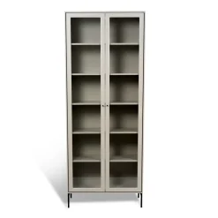 Volt vitrinskåp 190 cm beige, Detaljer i svart