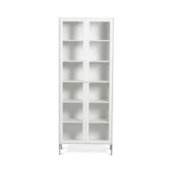 Volt vitrinskåp 190 cm vitlack, Detaljer i rostfritt stål