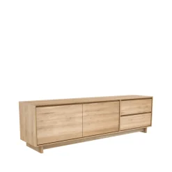 Wave mediabänk 60x210 cm, Hårdvaxoljad ek