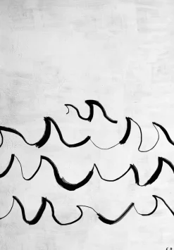 Wave poster 50x70 cm, Svart-vit